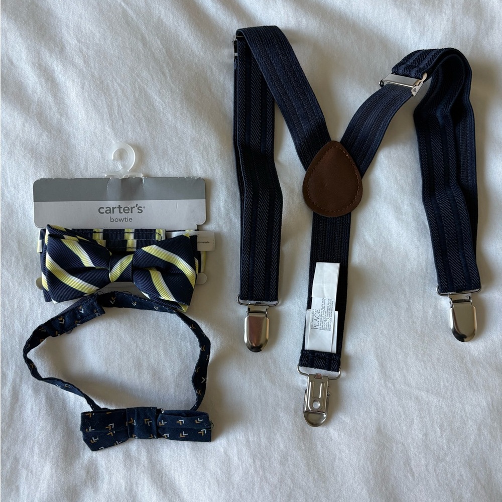 Carter's The Children's Place baby boys Navy Suspenders and Bow Tie Set